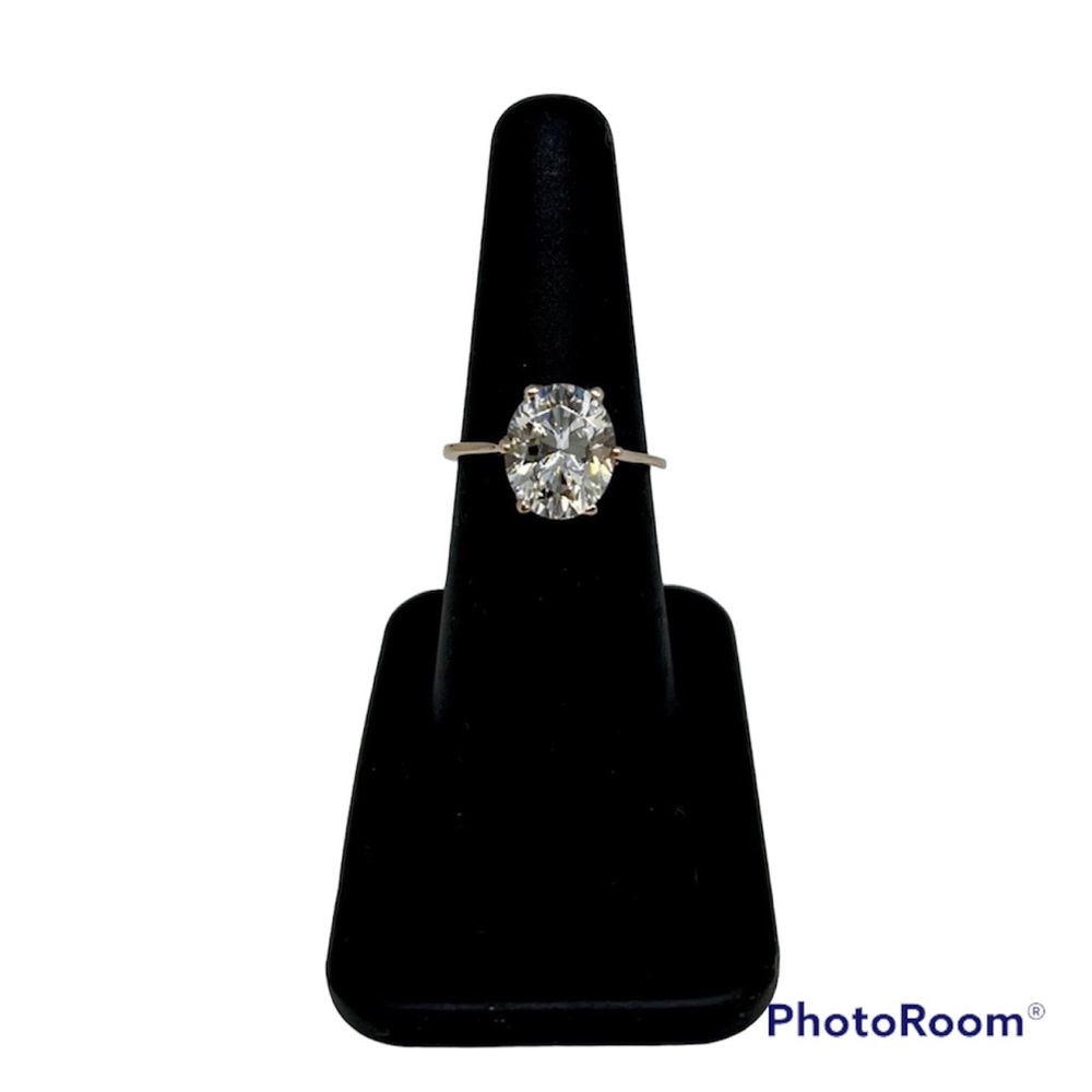 Oval Cut Solitaire 4.50 CT. Solid 14k Rose Gold 6 Prong Crown Setting